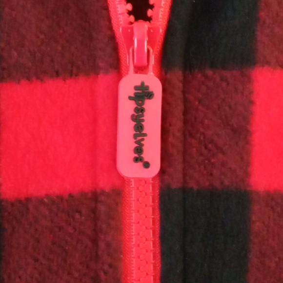 Tipsy Elves Buffalo Plaid Fleece Hooded Jumpsuit Lounge wear NWT - Picture 5 of 13